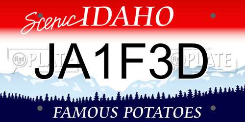 JA1F3D Idaho License Plate