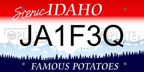 JA1F3Q Idaho License Plate