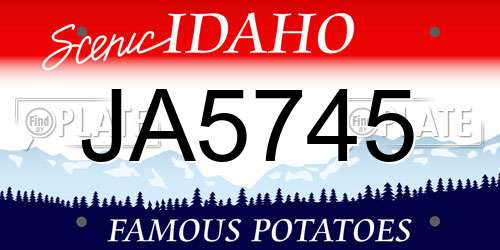 JA5745 Idaho License Plate