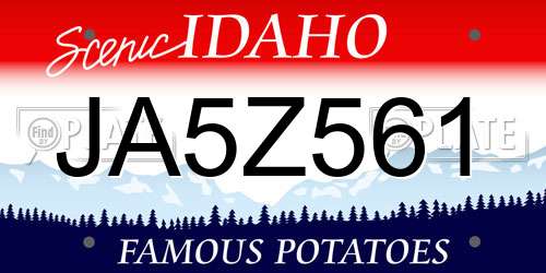 JA5Z561 Idaho License Plate