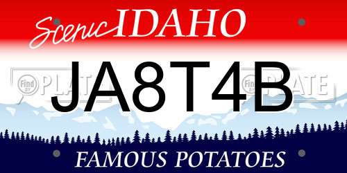 JA8T4B Idaho License Plate