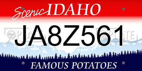 JA8Z561 Idaho License Plate