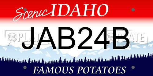 JAB24B Idaho License Plate
