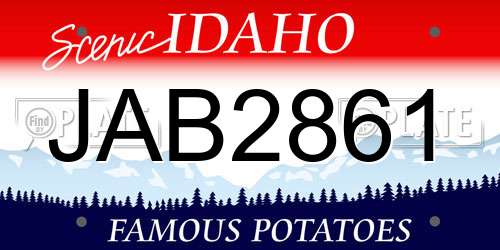 JAB2861 Idaho License Plate