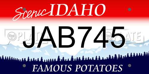 JAB745 Idaho License Plate