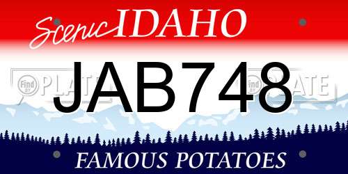 JAB748 Idaho License Plate