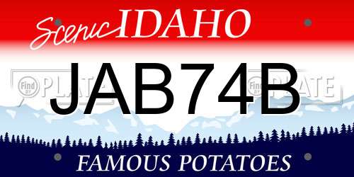 JAB74B Idaho License Plate