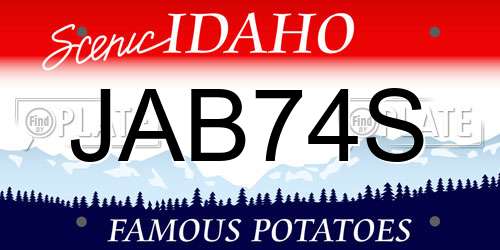 JAB74S Idaho License Plate