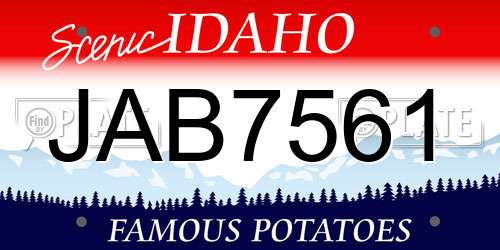 JAB7561 Idaho License Plate
