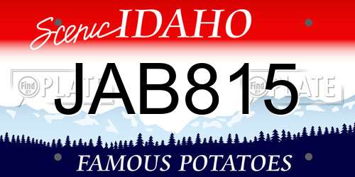 JAB815 Idaho License Plate