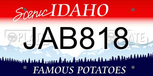 JAB818 Idaho License Plate