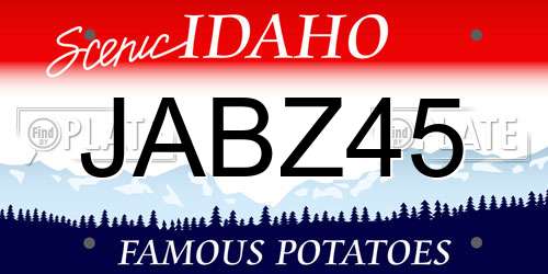 JABZ45 Idaho License Plate