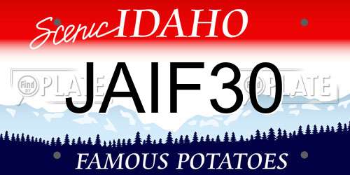 JAIF30 Idaho License Plate