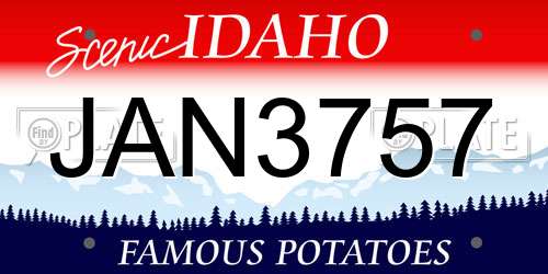 JAN3757 Idaho License Plate