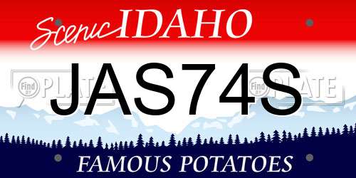 JAS74S Idaho License Plate