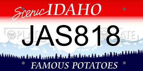 JAS818 Idaho License Plate