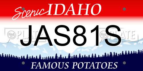 JAS81S Idaho License Plate