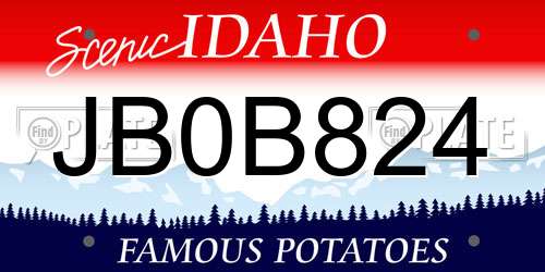 JB0B824 Idaho License Plate