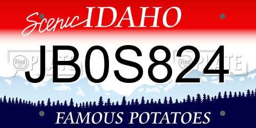 JB0S824 Idaho License Plate