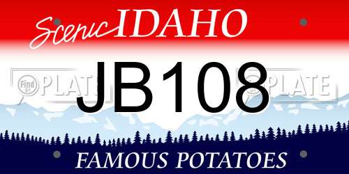 JB108 Idaho License Plate