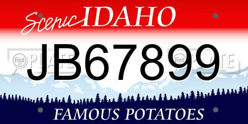 JB67899 Idaho License Plate