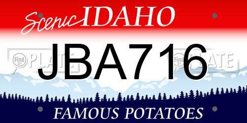 JBA716 Idaho License Plate