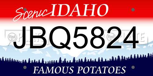 JBQ5824 Idaho License Plate