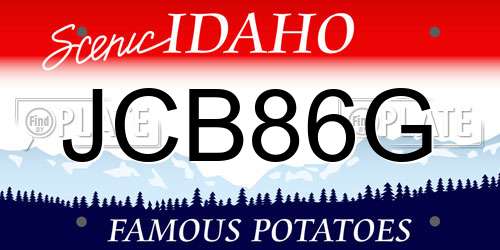 JCB86G Idaho License Plate