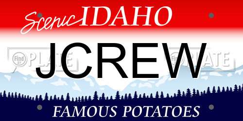 JCREW Idaho License Plate