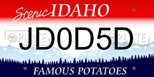 JD0D5D Idaho License Plate