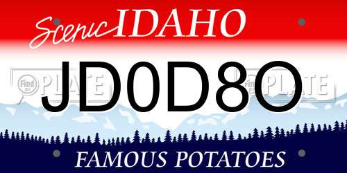 JD0D8O Idaho License Plate