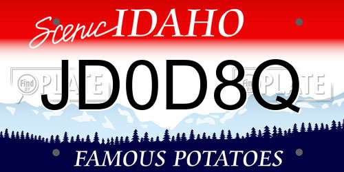 JD0D8Q Idaho License Plate