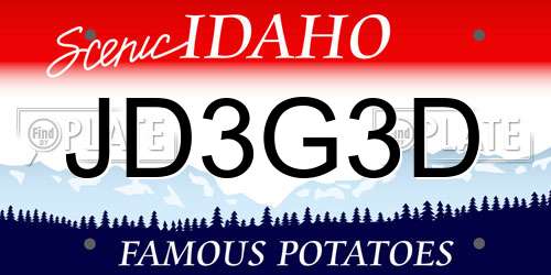 JD3G3D Idaho License Plate