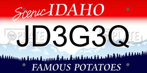 JD3G3Q Idaho License Plate