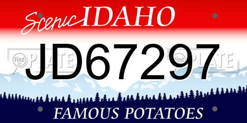 JD67297 Idaho License Plate