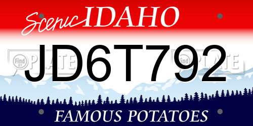 JD6T792 Idaho License Plate