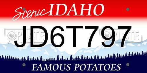 JD6T797 Idaho License Plate