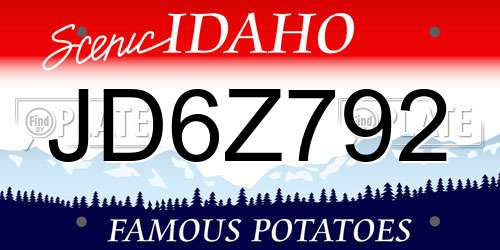 JD6Z792 Idaho License Plate