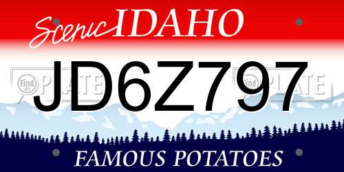 JD6Z797 Idaho License Plate
