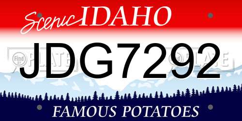 JDG7292 Idaho License Plate