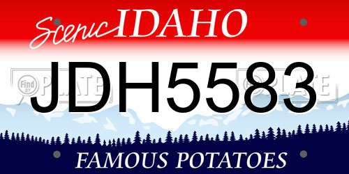 JDH5583 Idaho License Plate