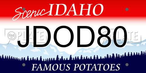 JDOD80 Idaho License Plate