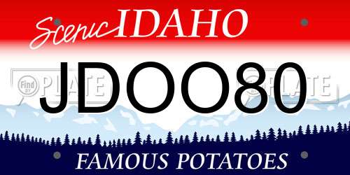 JDOO80 Idaho License Plate