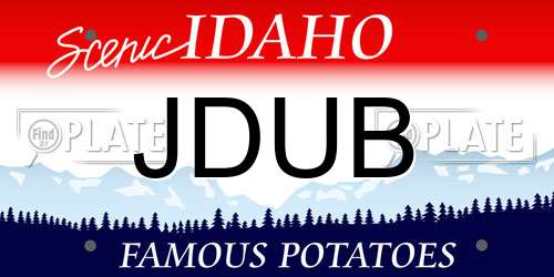 JDUB Idaho License Plate