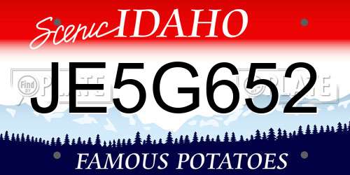 JE5G652 Idaho License Plate