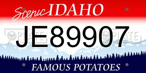 JE89907 Idaho License Plate
