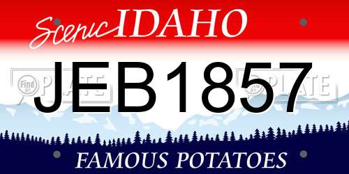 JEB1857 Idaho License Plate