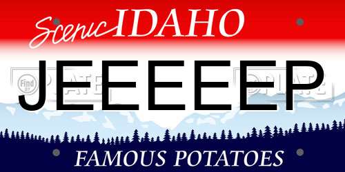JEEEEEP Idaho License Plate