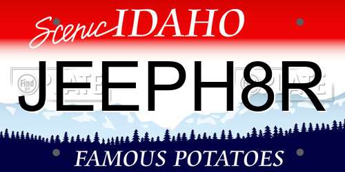 JEEPH8R Idaho License Plate