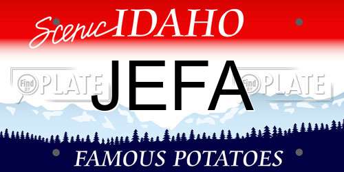 JEFA Idaho License Plate
